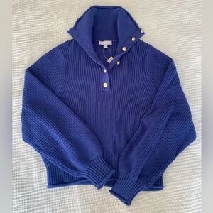 J. Crew 100% Sailor Collar Royal Blue Sweater in Size S. NEW WITH TAGS